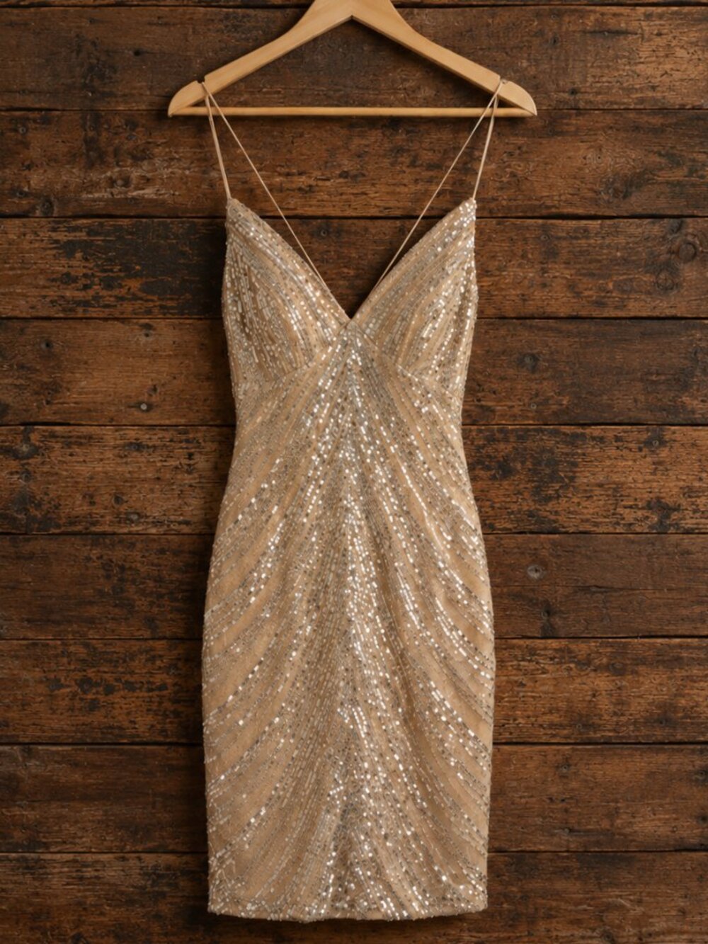 Windsor Women’s XS Champagne Sequin Bodycon HOCO Cocktail Party Dress
